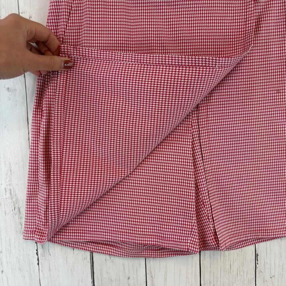 Brooks Brothers Country Club Red/White Houndstooth Wrap Skort Shorts Size 2 - Picture 4 of 15